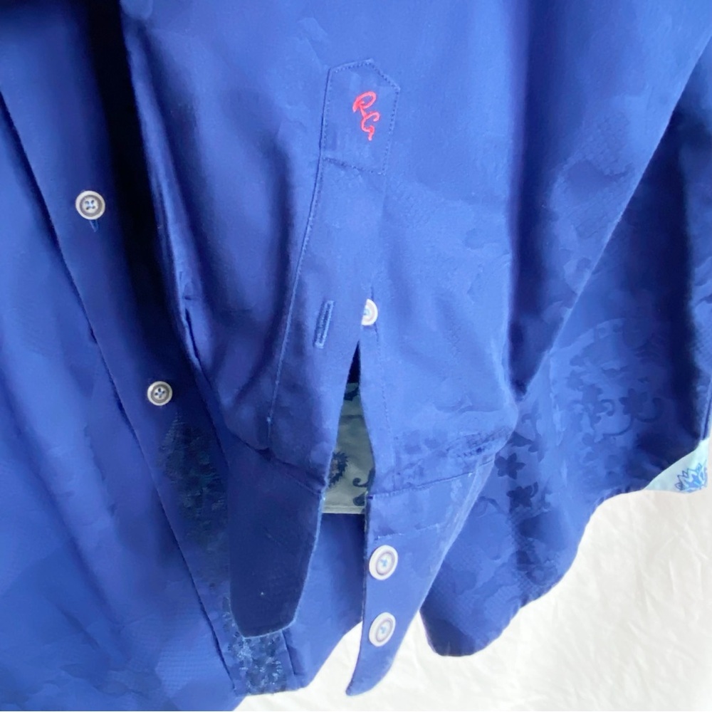 Robert Graham Blue Floral Texture Long Sleeve Button Up Dress Shirt 3XL - Picture 3 of 10
